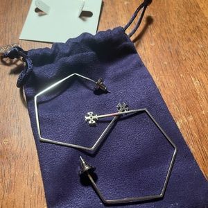 Tory Burch Hexagon Hoop Earrings